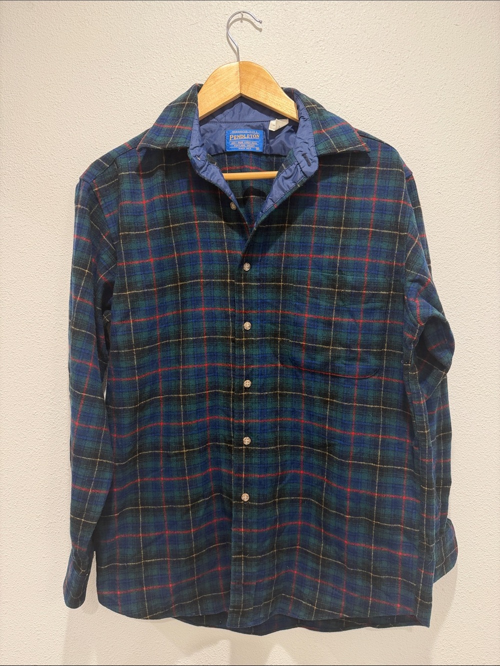 Pendleton Blue and Green Plaid Button-Down Shirt